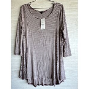 NWT Hannah Maroon Stripes 3/4 Sleeve Blouse Sz Large